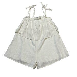 Hello Molly‎ Sea Foam Romper Womens 2 White Tiered Tie Shoulder Coastal Beach